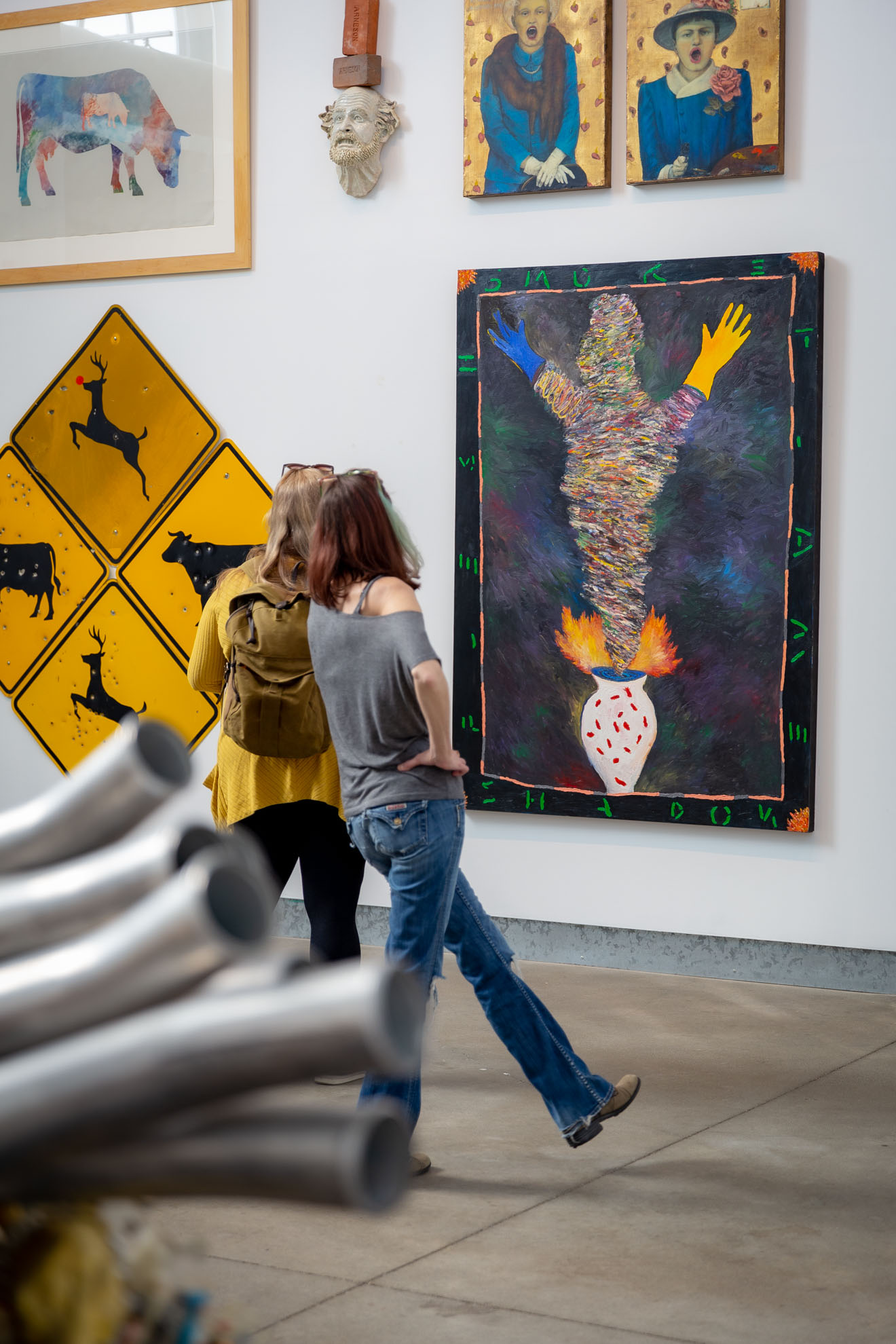 Retreat Guests Admire Modern Art